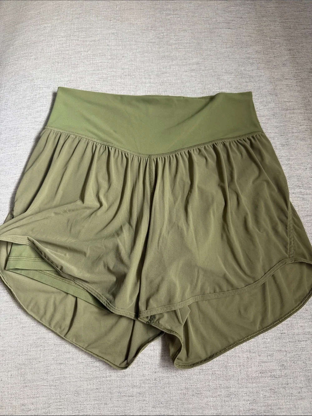 lululemon Bronze Green Lulu and mesh high waist yoga shorts - Picture 1 of 5